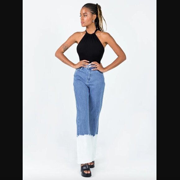 Princess Polly Myrtle Ombre Dip Dye Denim Mid Slouch Jeans 4 - Picture 2 of 8